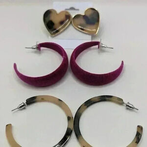 Sugarfix by Baublebar Tortoise Heart Earring + 2 boutique brand bundle of 3